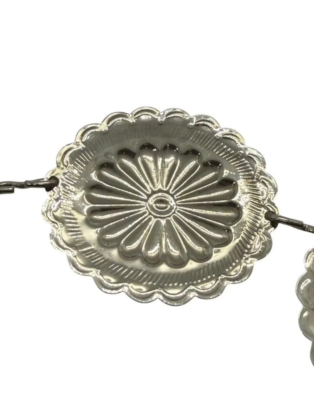 Women's Silver-Toned Concho Chain Belt Adjustable Southwestern Boho Western EUC